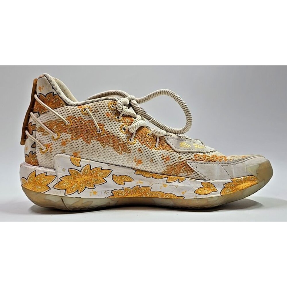 "WOOOOO" Size 7 - adidas FX6616 Ric Flair X Dame 7 White Gold Metallic Pre Owned - Picture 4 of 10